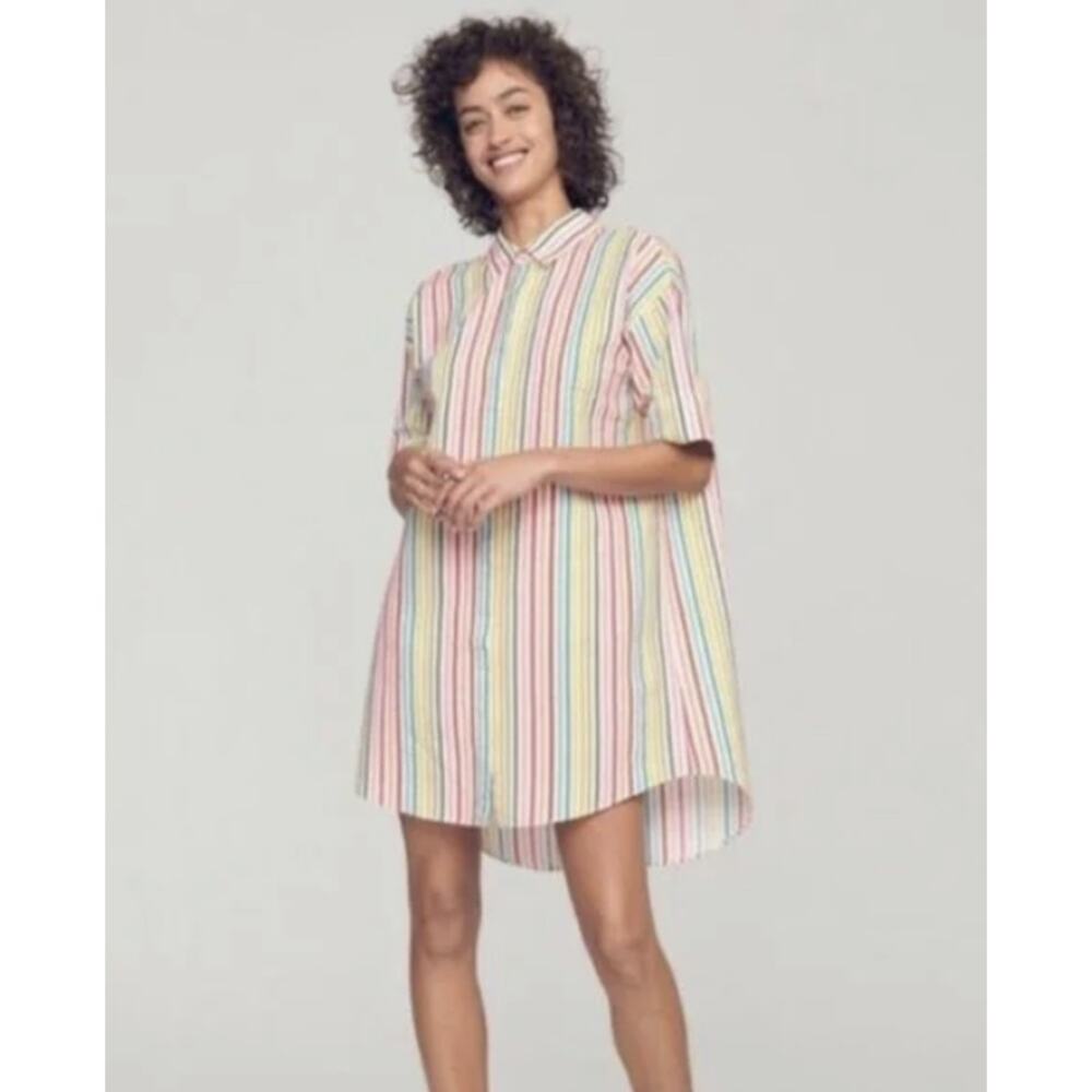 Bonobos Women's Rivera Seersucker Shirt Dress Front Button Stripe Size XXS